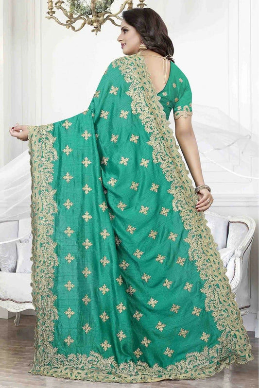 Green Cherry Silk Designer Saree NCSD11210636