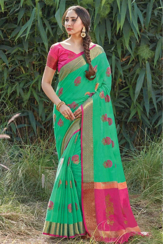 Green Cotton Handloom Traditional Saree NCSD11010545
