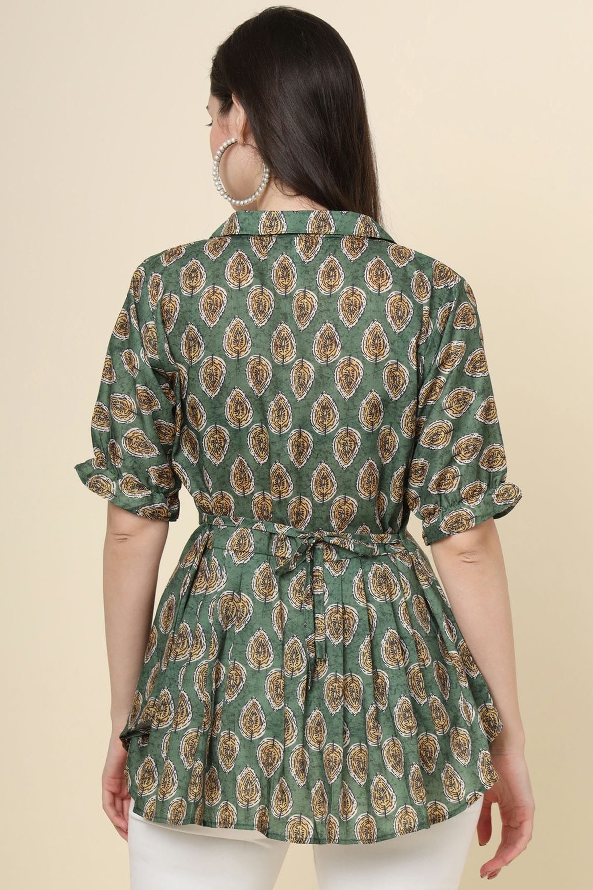 Green Cotton Printed Readymade Top NCTP11112313