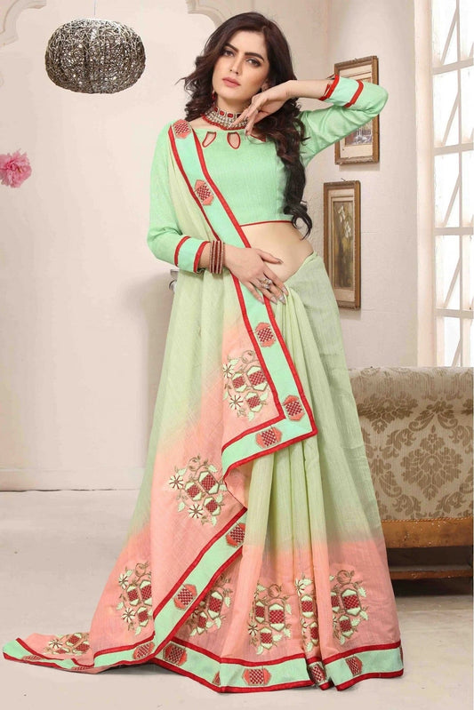 Green Cotton Silk Designer Saree NCSD11210627