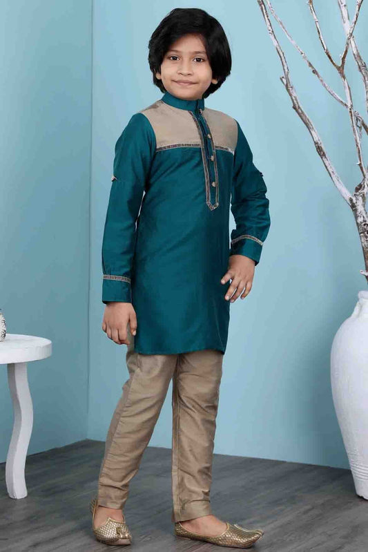 Green Cotton Silk Kurta Pajama NCBW10710695