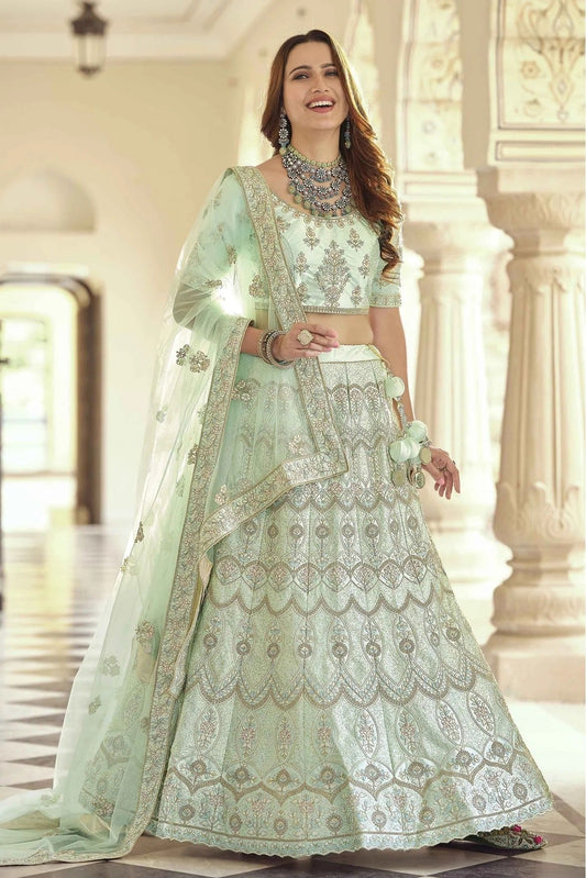 Green Crepe Sequins Lehenga Choli NCLC10810597