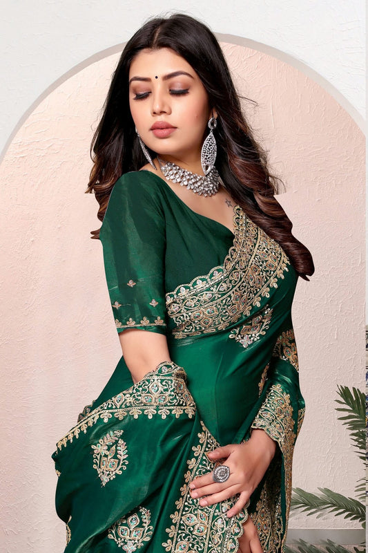 Green Crepe Silk Saree NCSD10910239