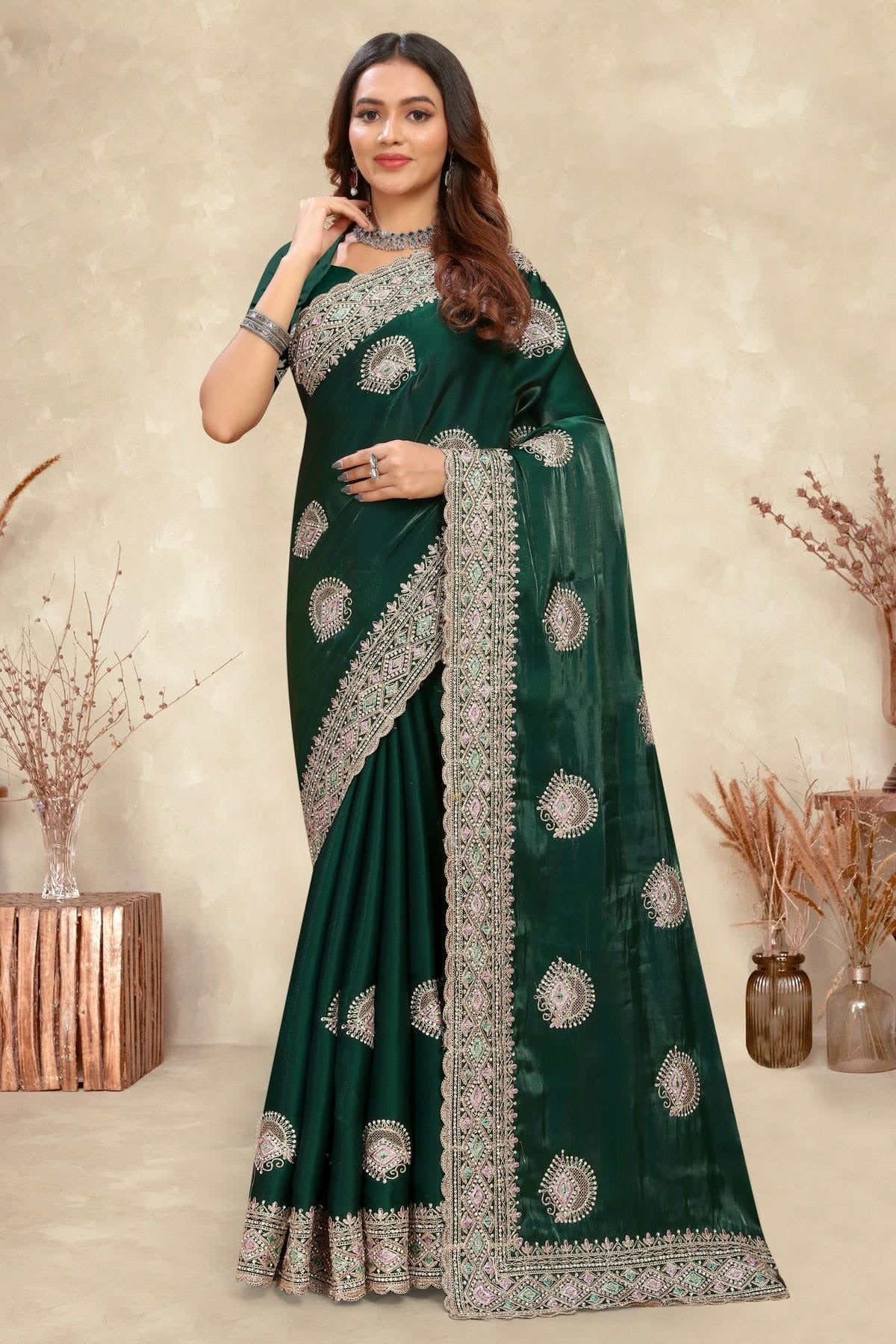 Green Crepe Silk Saree NCSD10910244