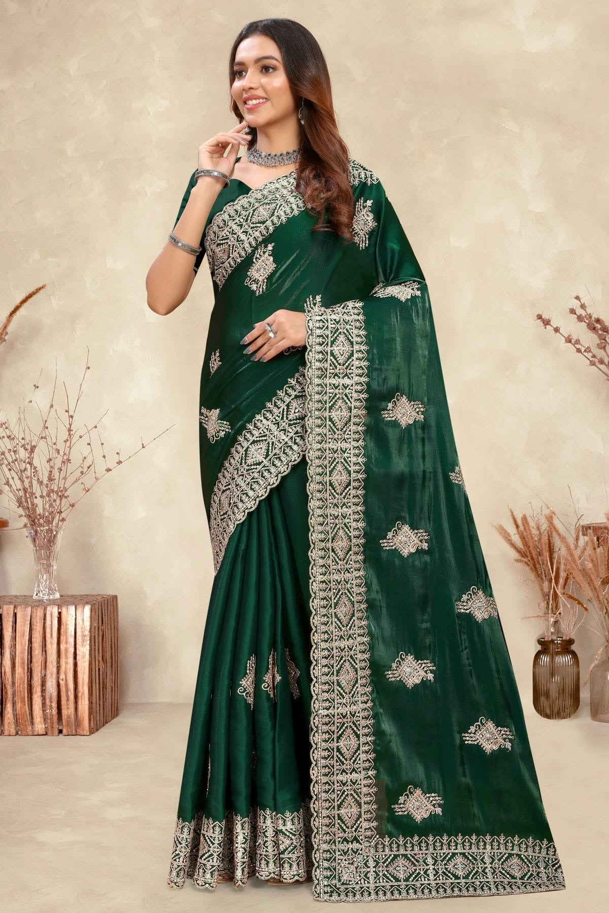 Green Crepe Silk Saree NCSD10910248