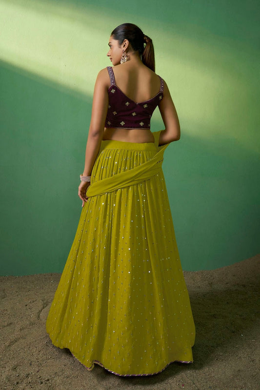 Green Embroidery Georgette Lehenga Choli NCLD10810270