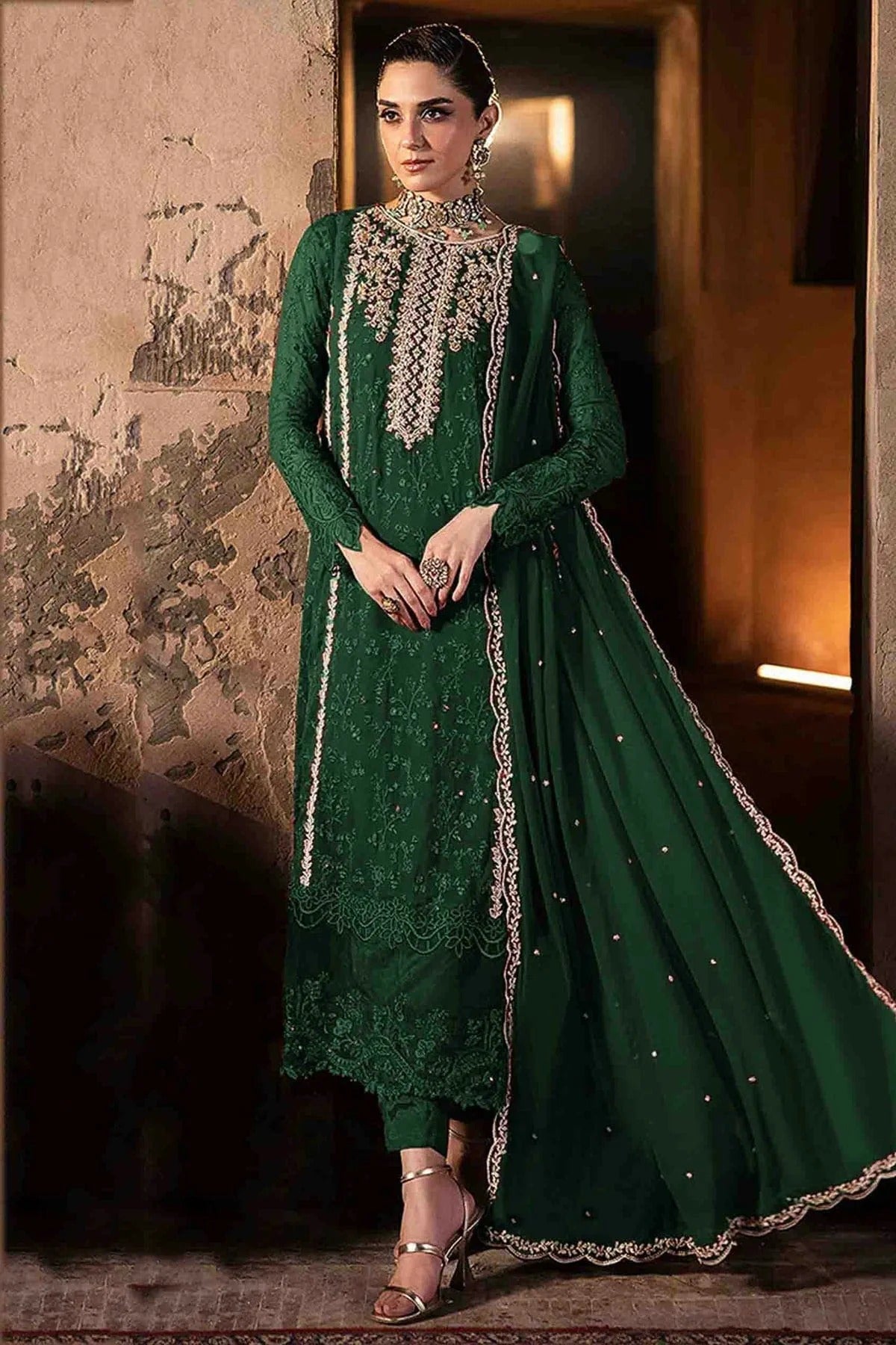 Green Faux Georgette Pakistani Suit NCSM11410131