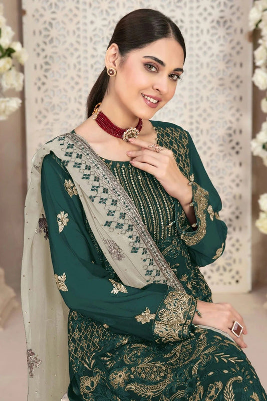Green Faux Georgette Pakistani Suit NCSM11410564