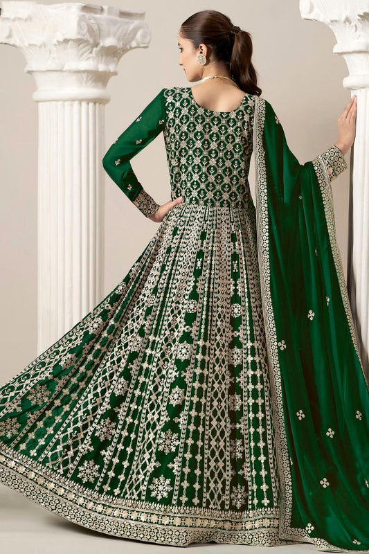 Green Faux Georgette Semi Stitched Anarkali Suit NCSM10510175