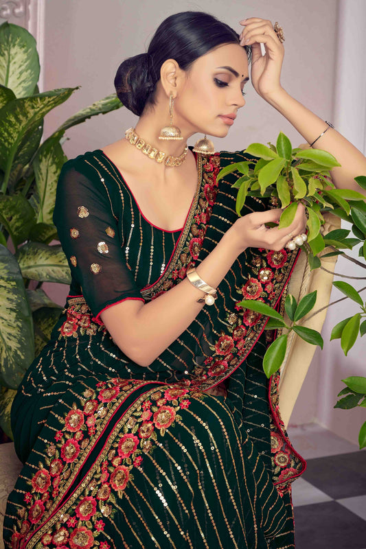 Green Georgette Designer Saree NCSD10910708