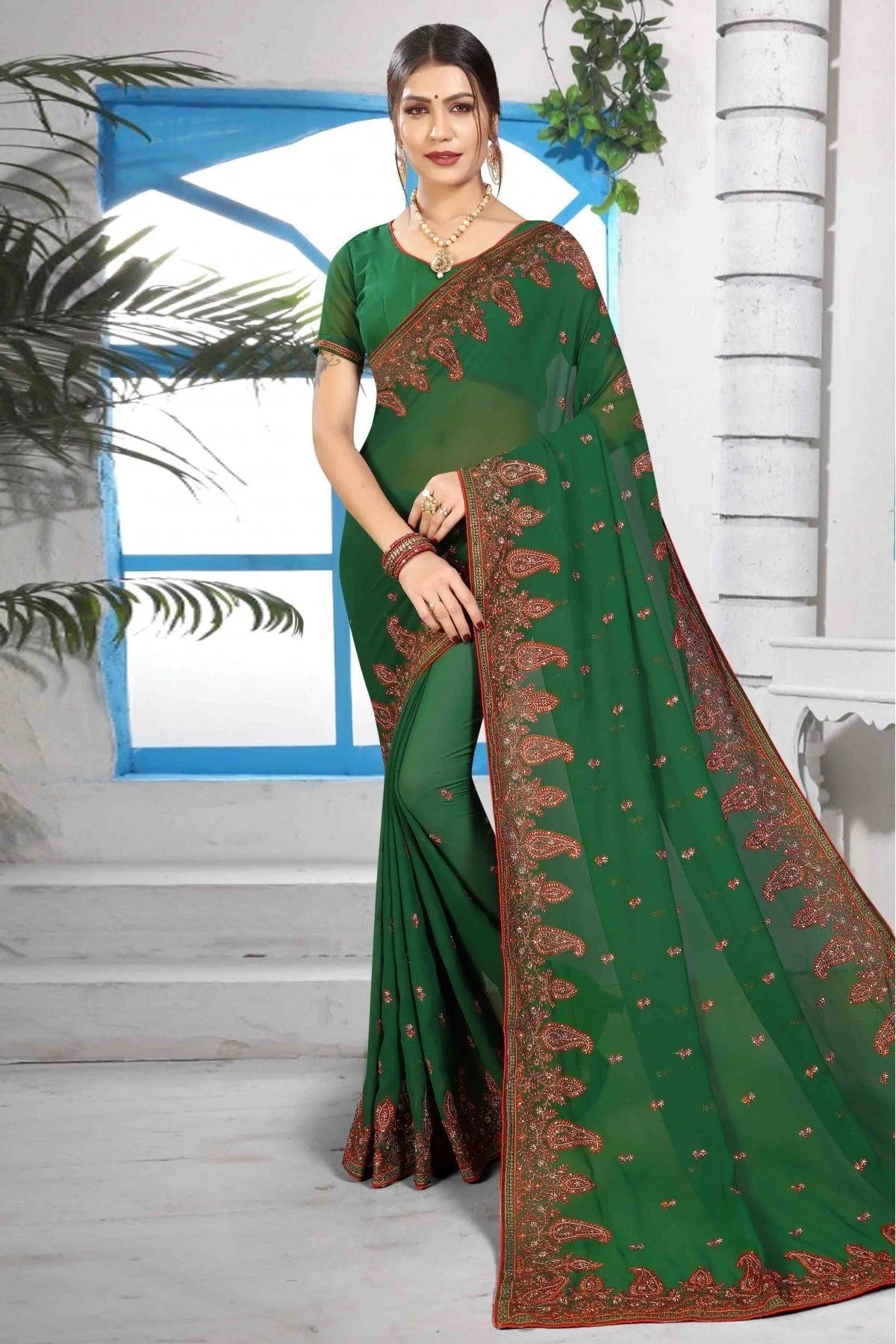 Green Georgette Designer Saree NCSD11210620