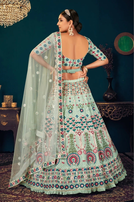 Green Georgette Embroidery Lehenga Choli NCLC11510142