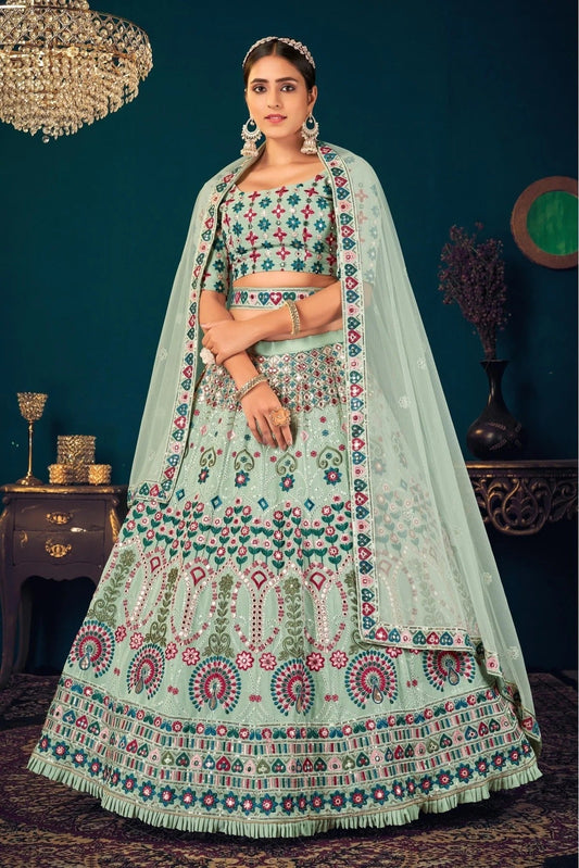 Green Georgette Embroidery Lehenga Choli NCLC11510142