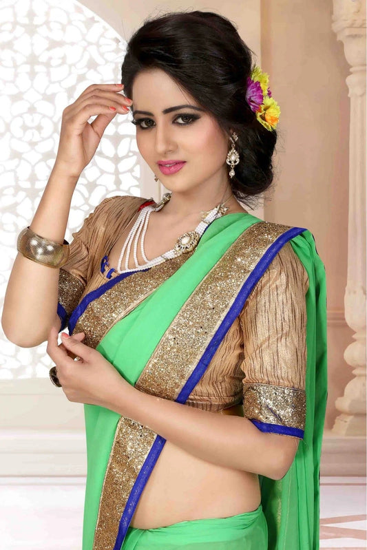 Green Georgette Lace Saree NCSD11210672