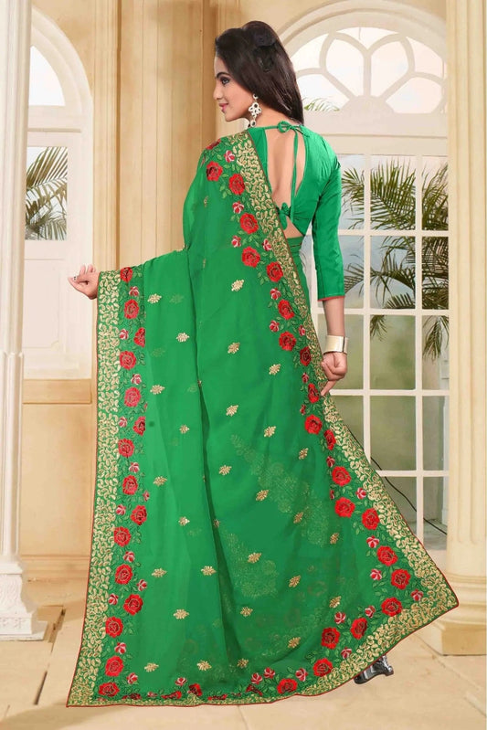 Green Georgette Party Wear Saree NCSD11210587