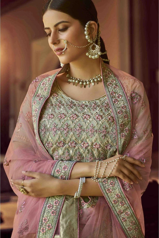 Green Georgette Resham Lehenga Choli NCLC10810464