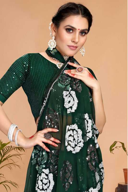 Green Georgette Saree NCSD10910451