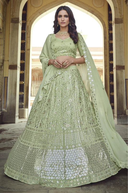 Green Georgette Sequins Lehenga Choli NCLC10810572