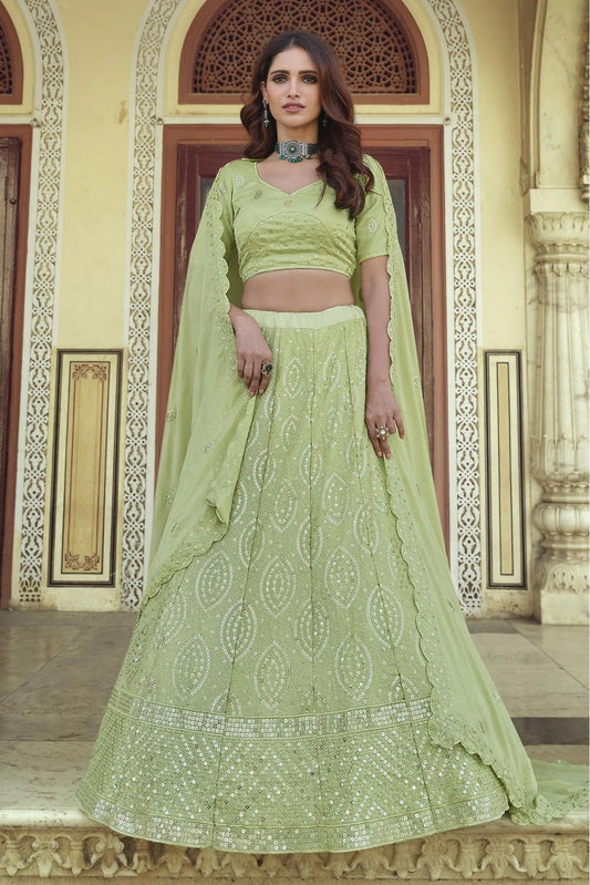 Green Georgette Sequins Lehenga Choli NCLC10810576