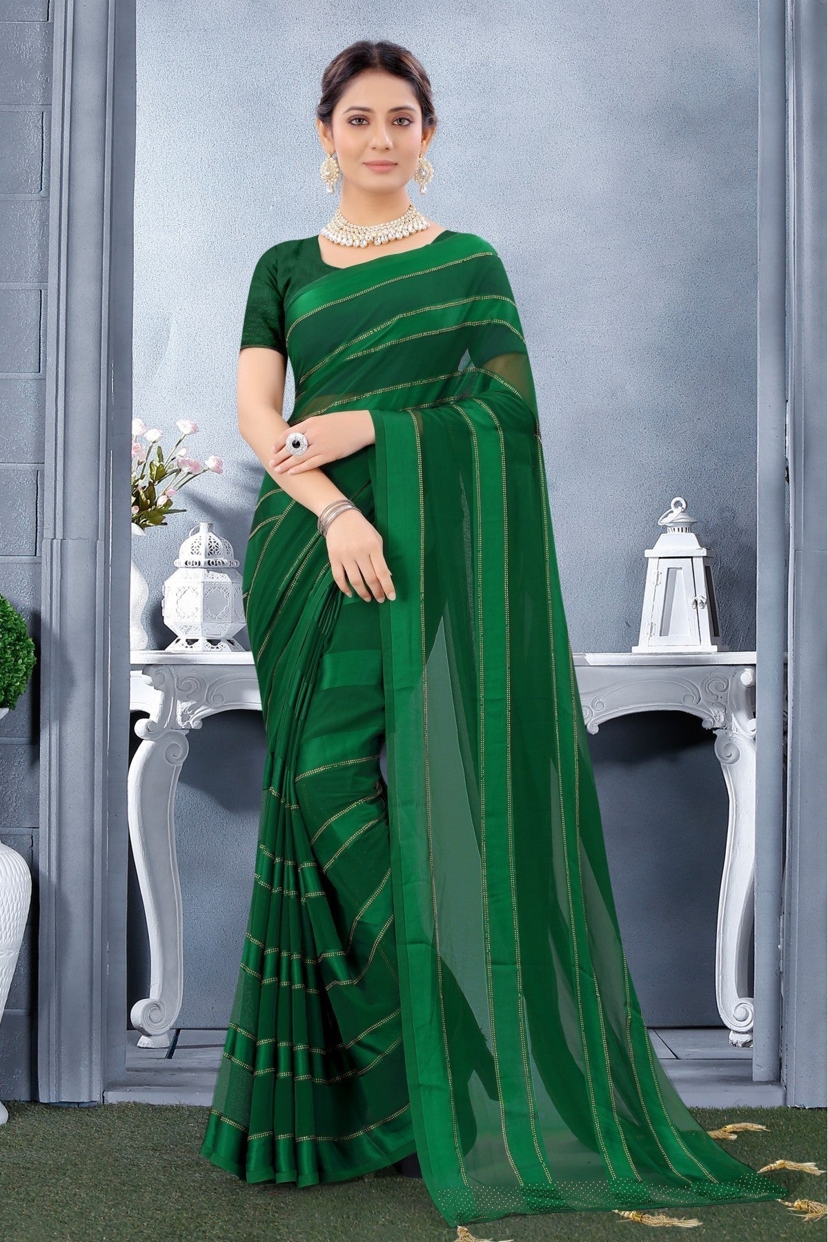 Green Georgette SwaroNCki Saree NCSD11210573