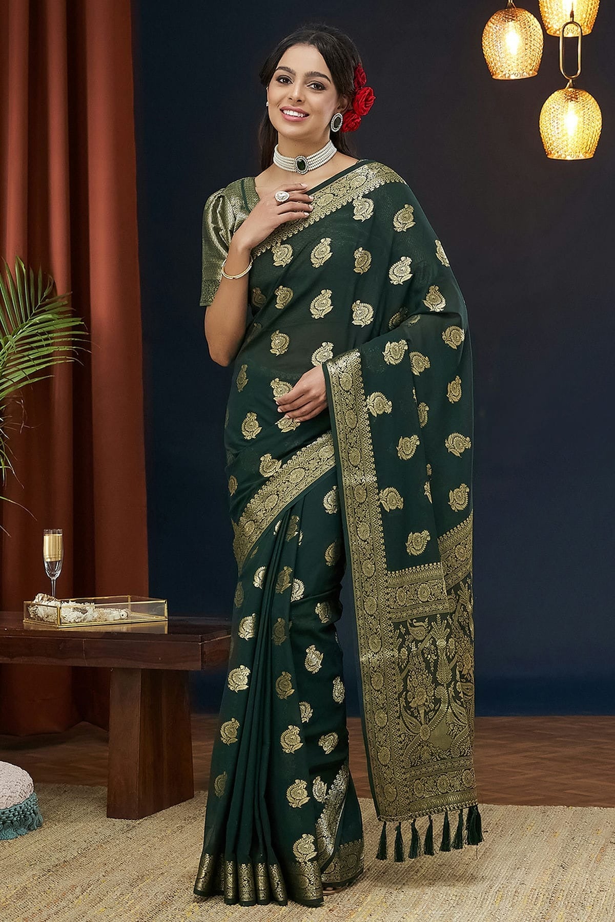 Green Georgette Traditional Saree NCSD11111508
