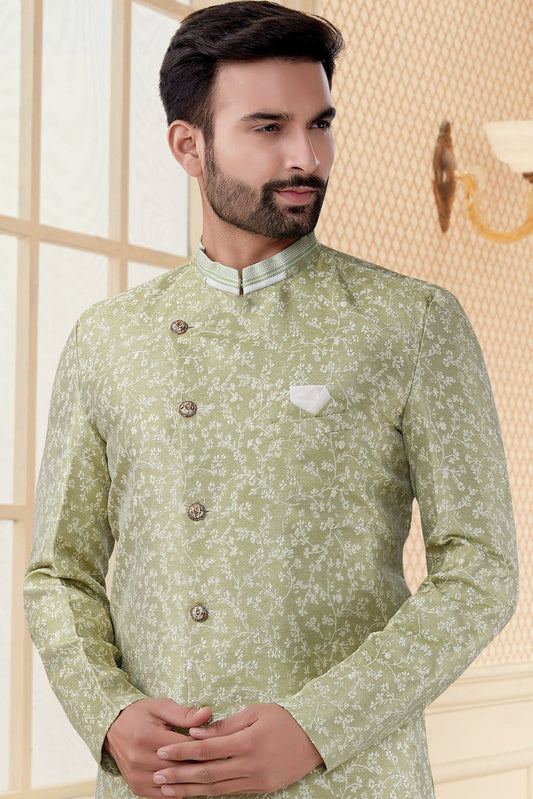 Green Jacquard Sherwani NCSH10410363