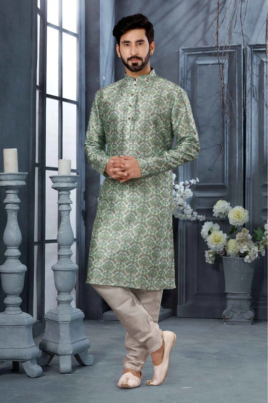 Green Kurta Pajama In Silk NCKP10410711