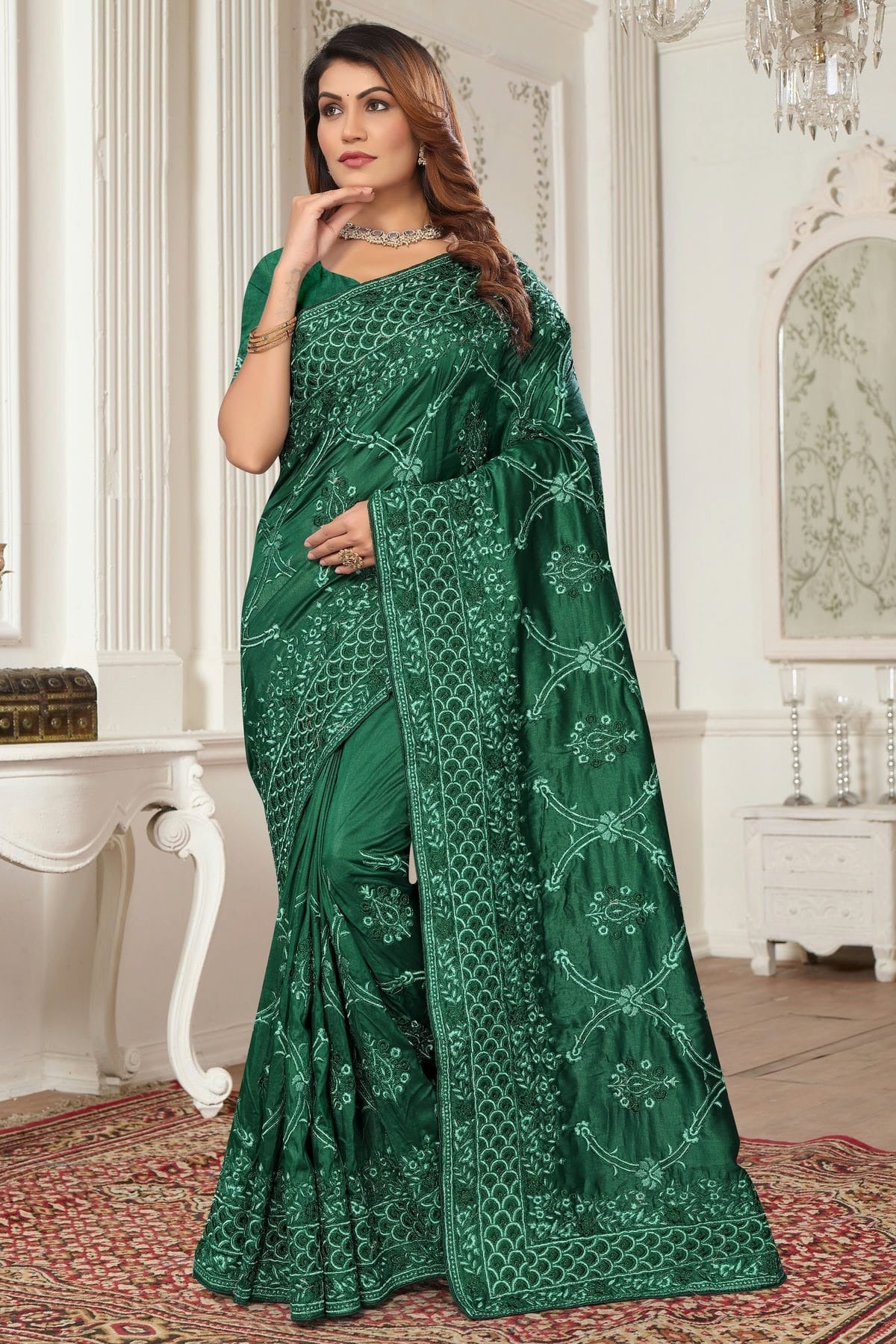Green Model Silk Designer Saree NCSD10910204
