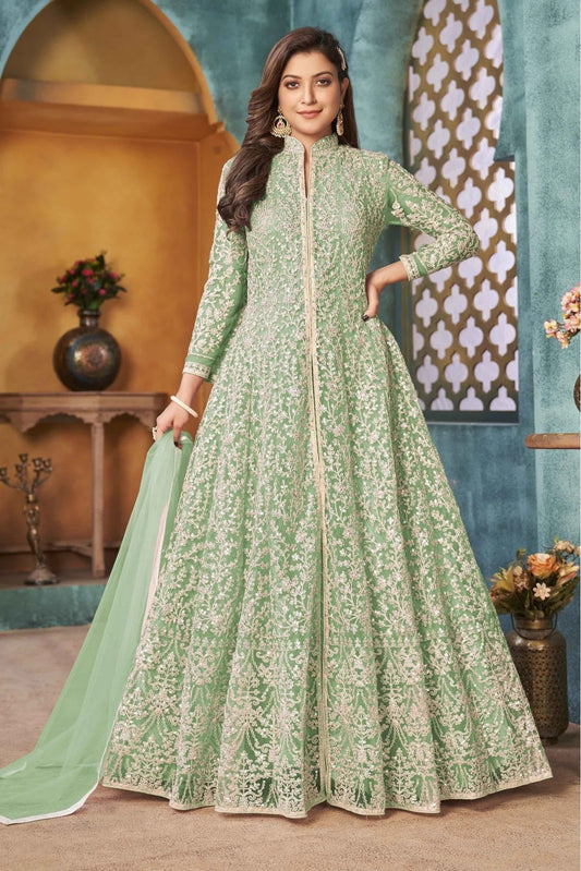 Green Net Anarkali Suit NCSM10510347