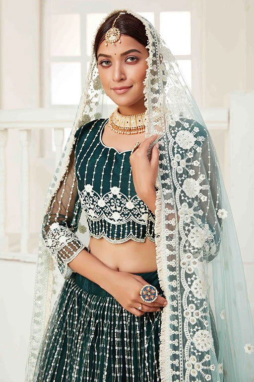 Green Net Designer Lehenga Choli NCLC12410155