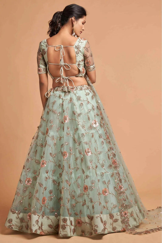 Green Net Lehenga Choli NCLC10110356