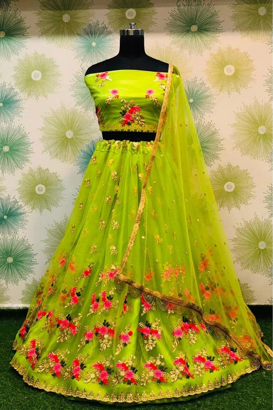 Green Net Lehenga Choli NCLC10210124