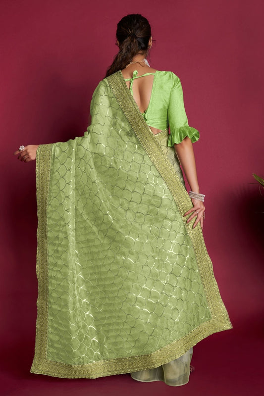 Green Organza Saree NCSD11112470
