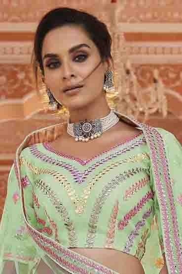 Green Organza Thread Lehenga Choli NCLC10810422