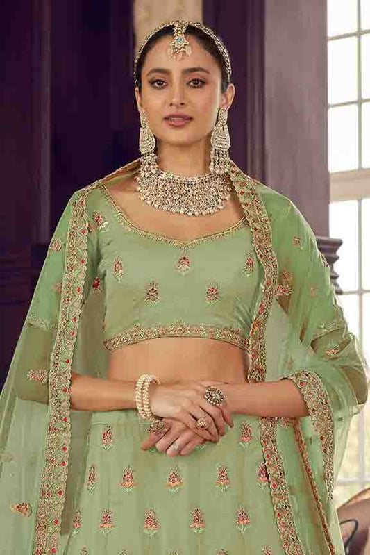 Green Organza Thread Lehenga Choli NCLC10810432