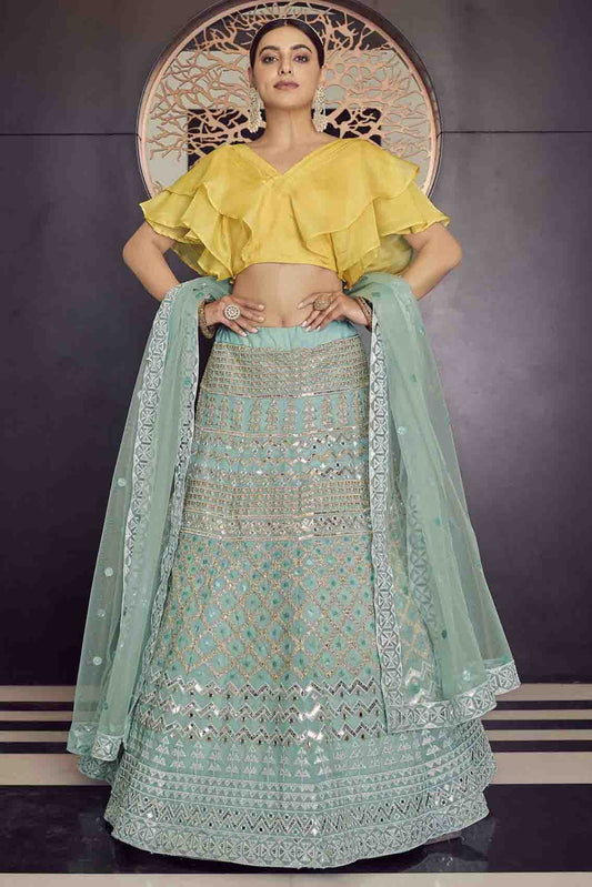 Green Organza Thread Lehenga Choli NCLC10810593