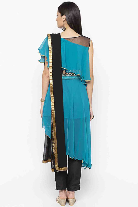 Green Plus Size Georgette Embroidery Pant Style Suit NCSS10710649