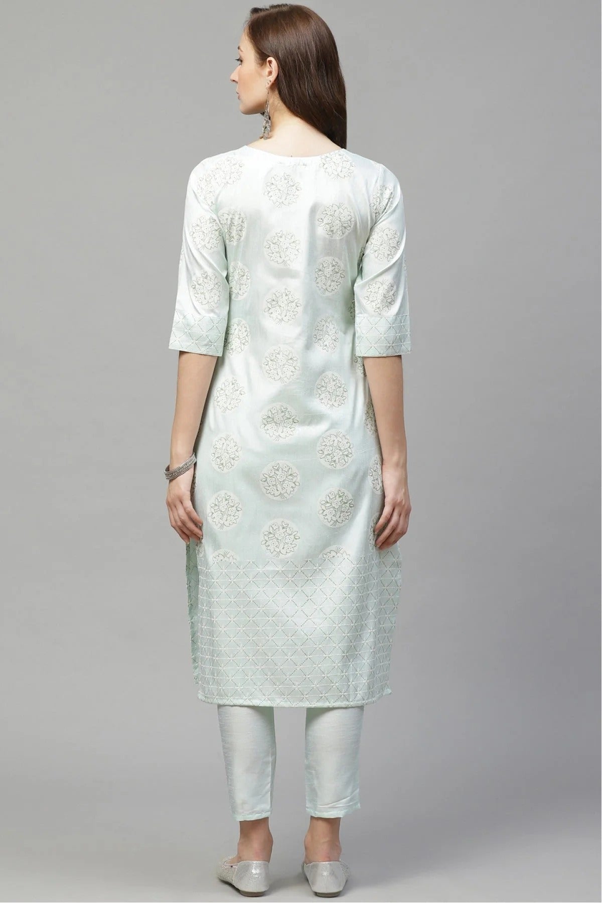 Green Plus Size Poly Silk Straight Kurti NCKR10610193
