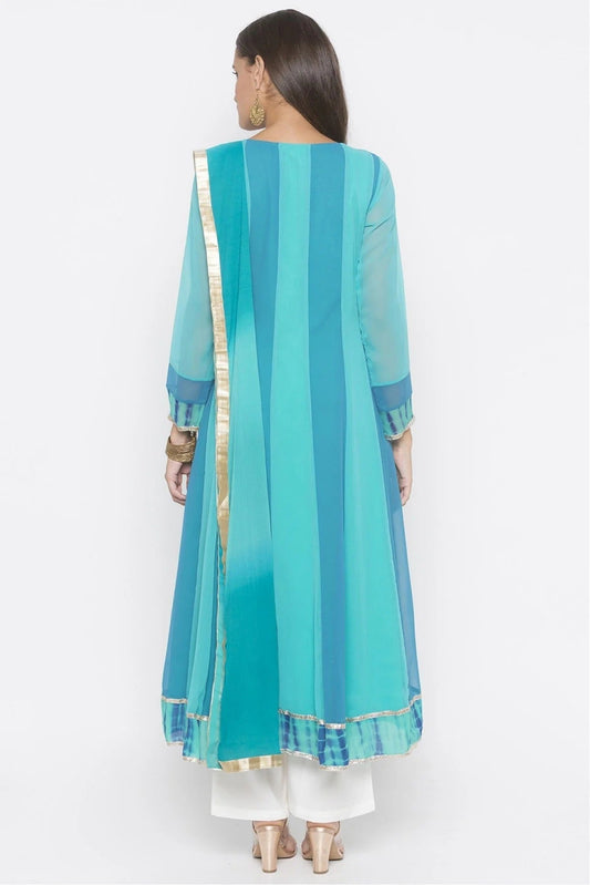 Green Plus Size Stitched Georgette Embroidery Palazzo Pant Suit NCSS10710568