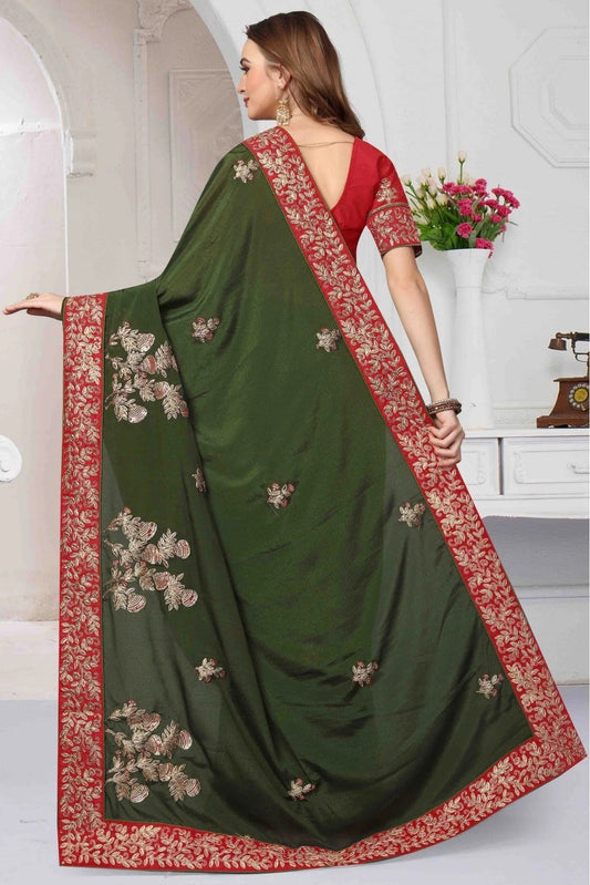 Green Pure Satin Designer Saree NCSD11210617