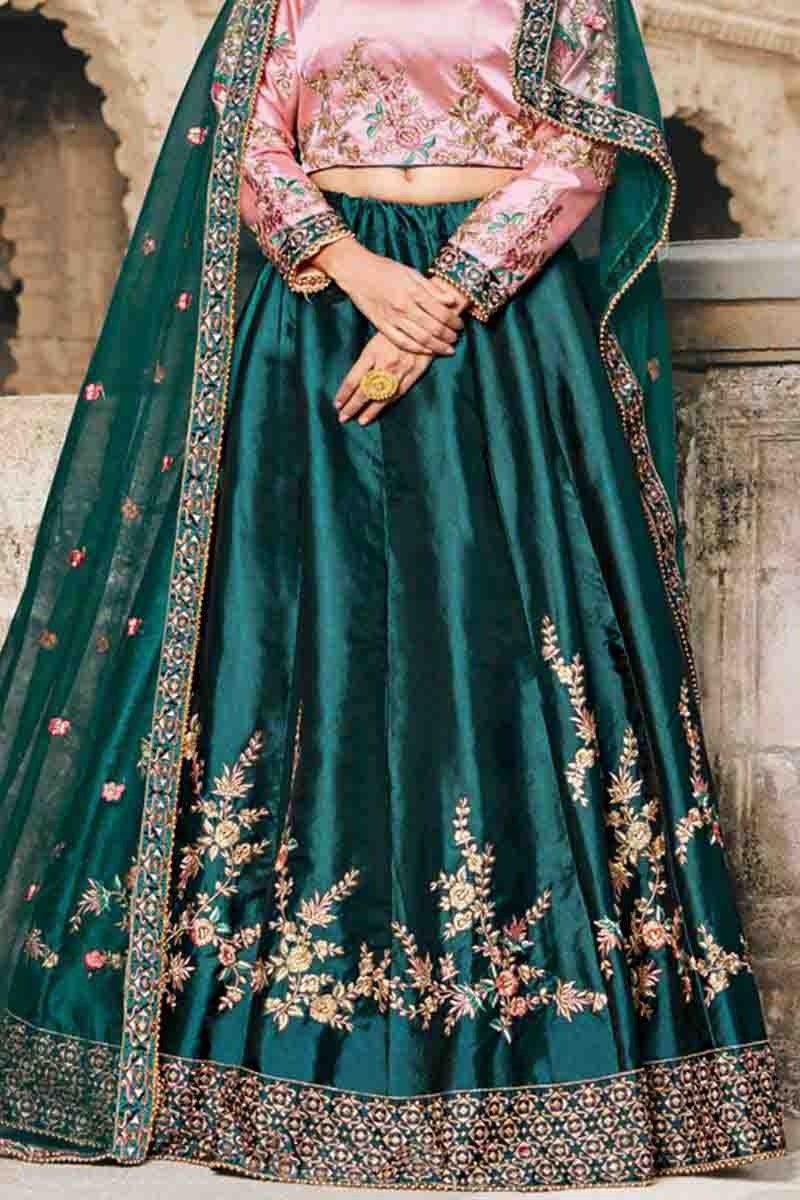 Green Pure Satin Resham Lehenga Choli NCLC10810512-10