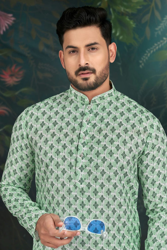 Green Rayon Kurta Pajama NCKP10410314