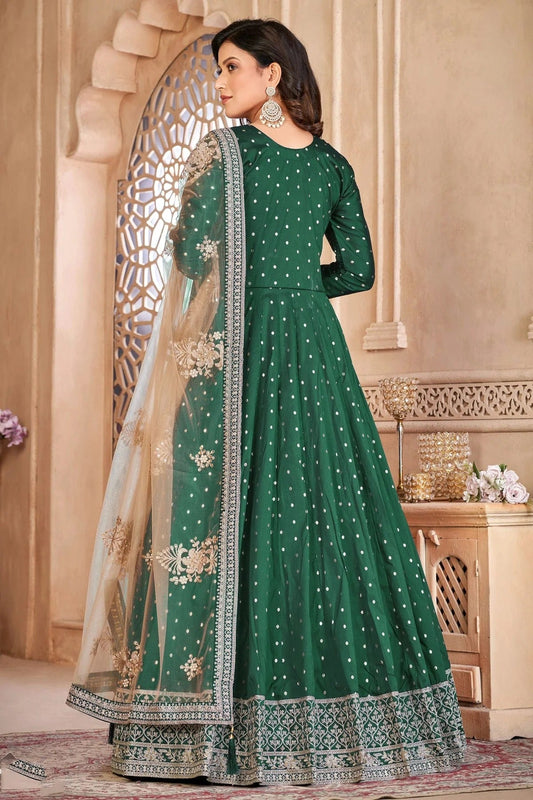 Green Semi Stitched Taffeta Silk Anarkali Suit NCSM10510302