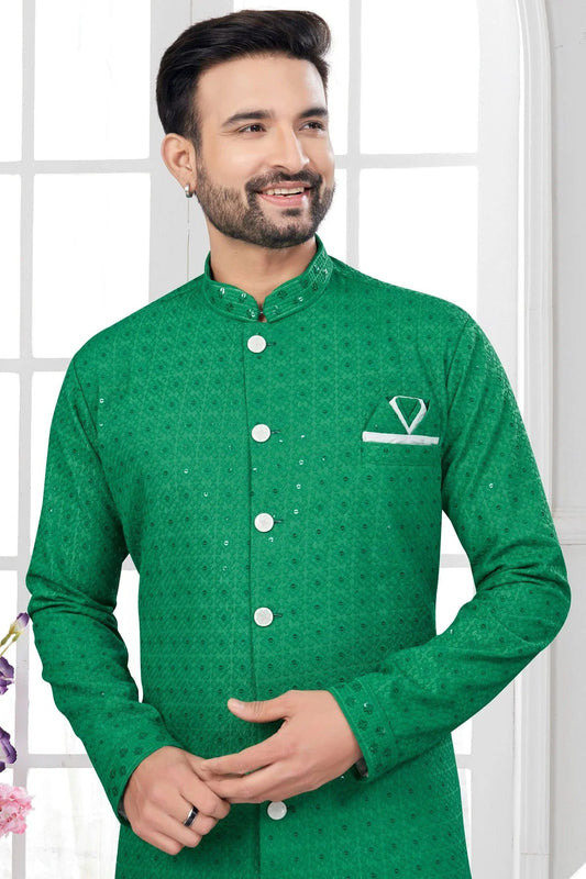 Green Silk Dupion Sherwani NCSH10410195