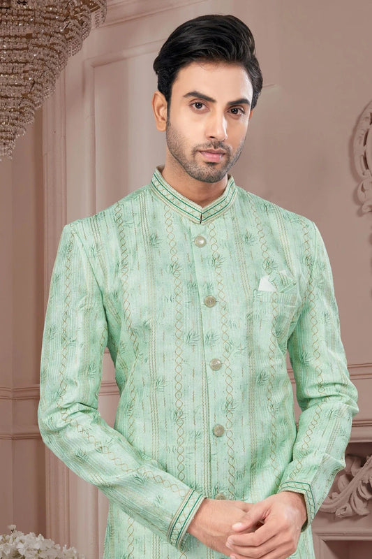 Green Silk Dupion Sherwani NCSH10410197