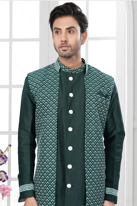 Green Silk Dupion Sherwani NCSH10410218