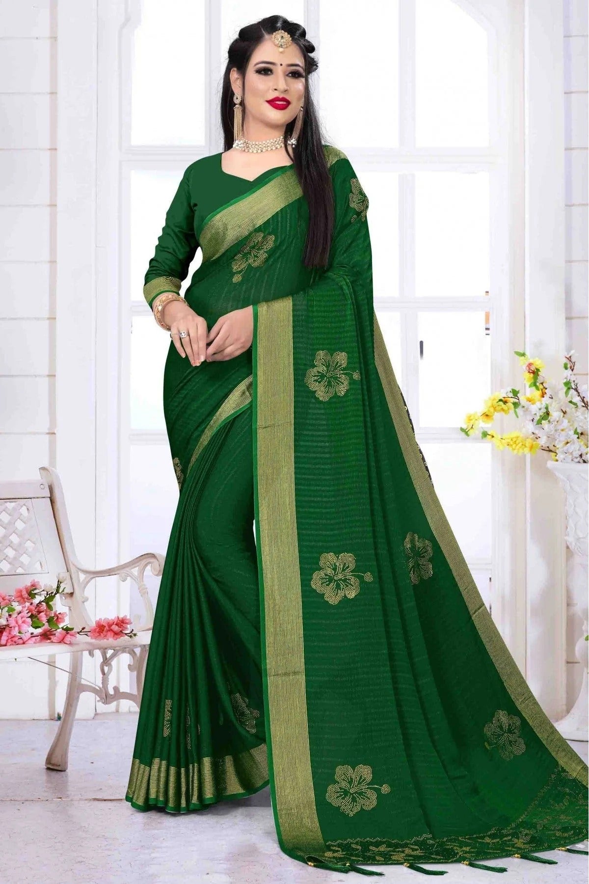 Green Silk Satin Designer Saree NCSD11210708