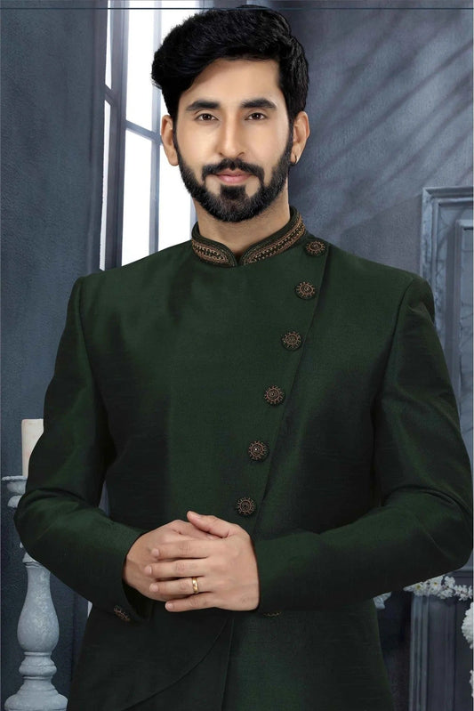 Green Silk Stone Sherwani NCSH10410443
