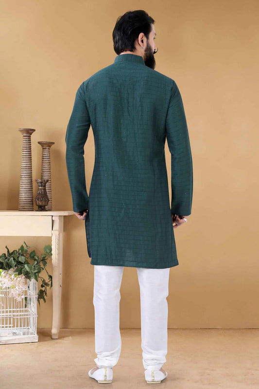 Green Soft Cotton Kurta Pajama NCKP11310154