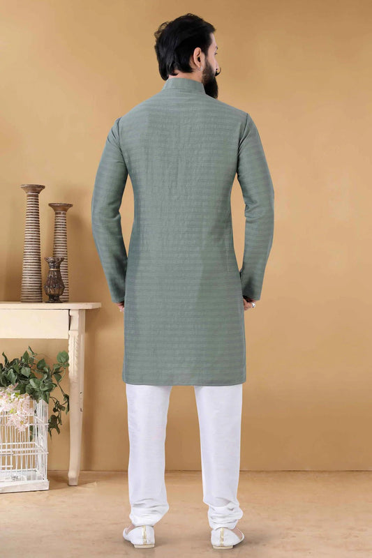 Green Soft Cotton Kurta Pajama NCKP11310167